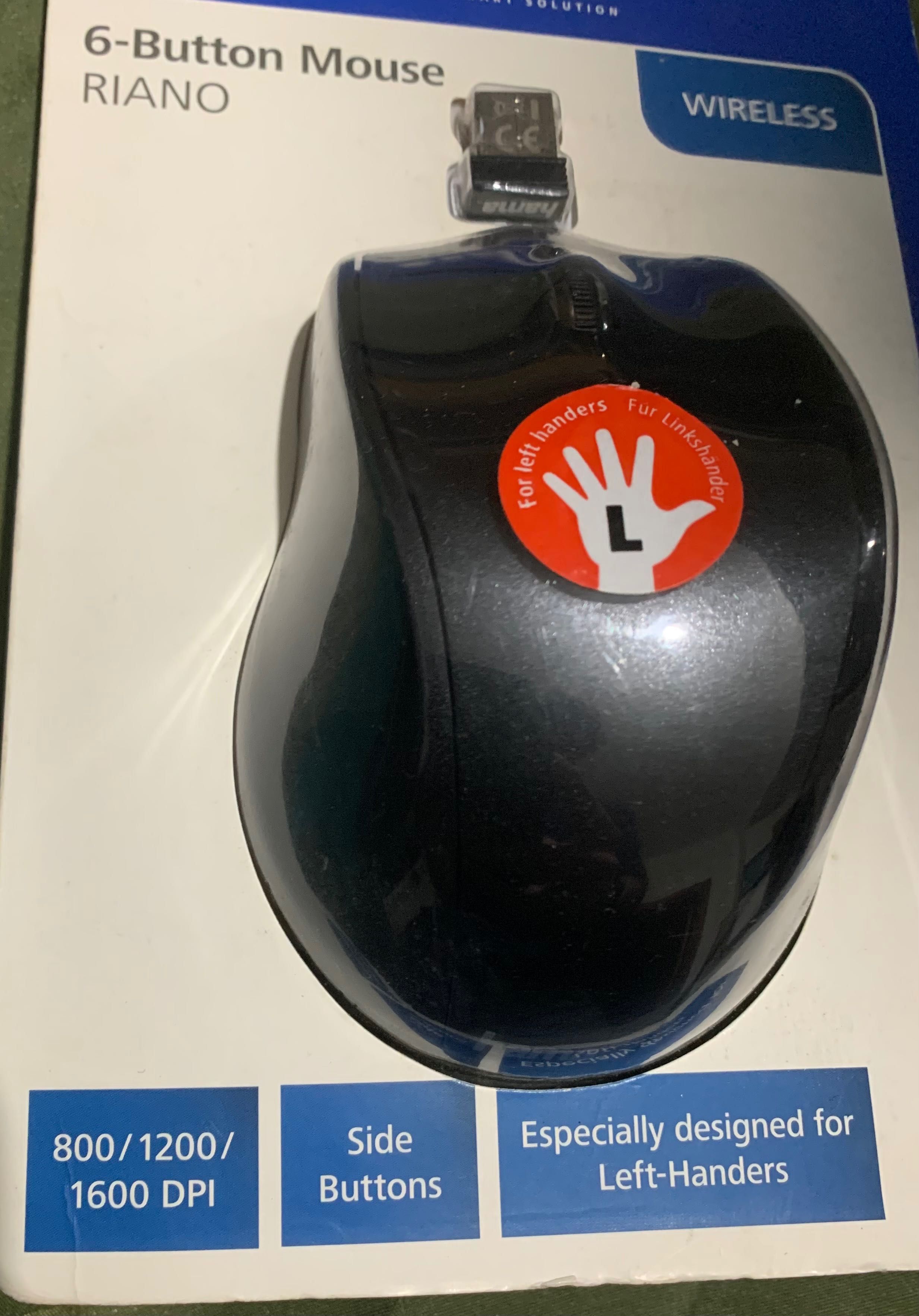 Rato PC Wireless para canhoto/ esquerdino (NOVO, SELADO)