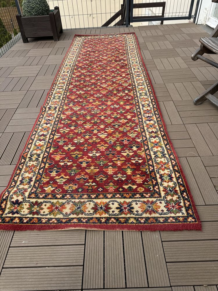 Chodnik dywan orientalny turecki 100 % wełna 300 x 88 cm czerwony