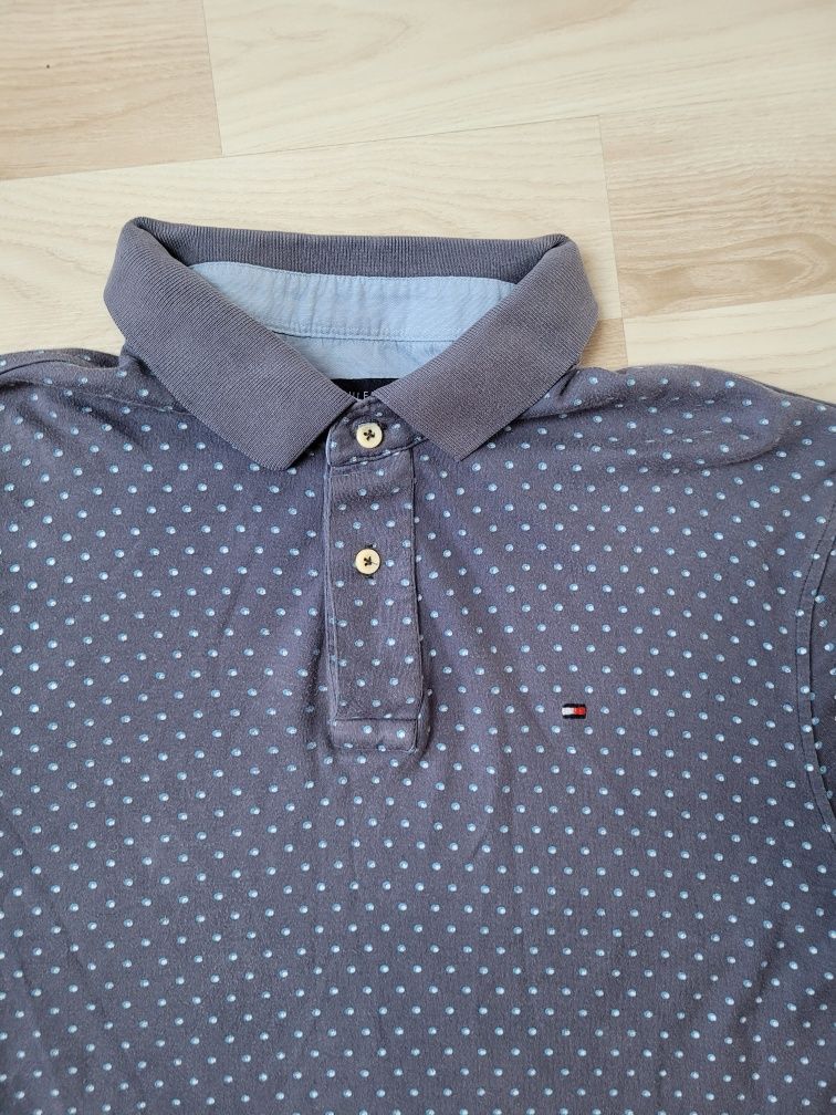 Bluzka polo XL męska Tommy Hilfiger t-shirt męski błękitna niebieska