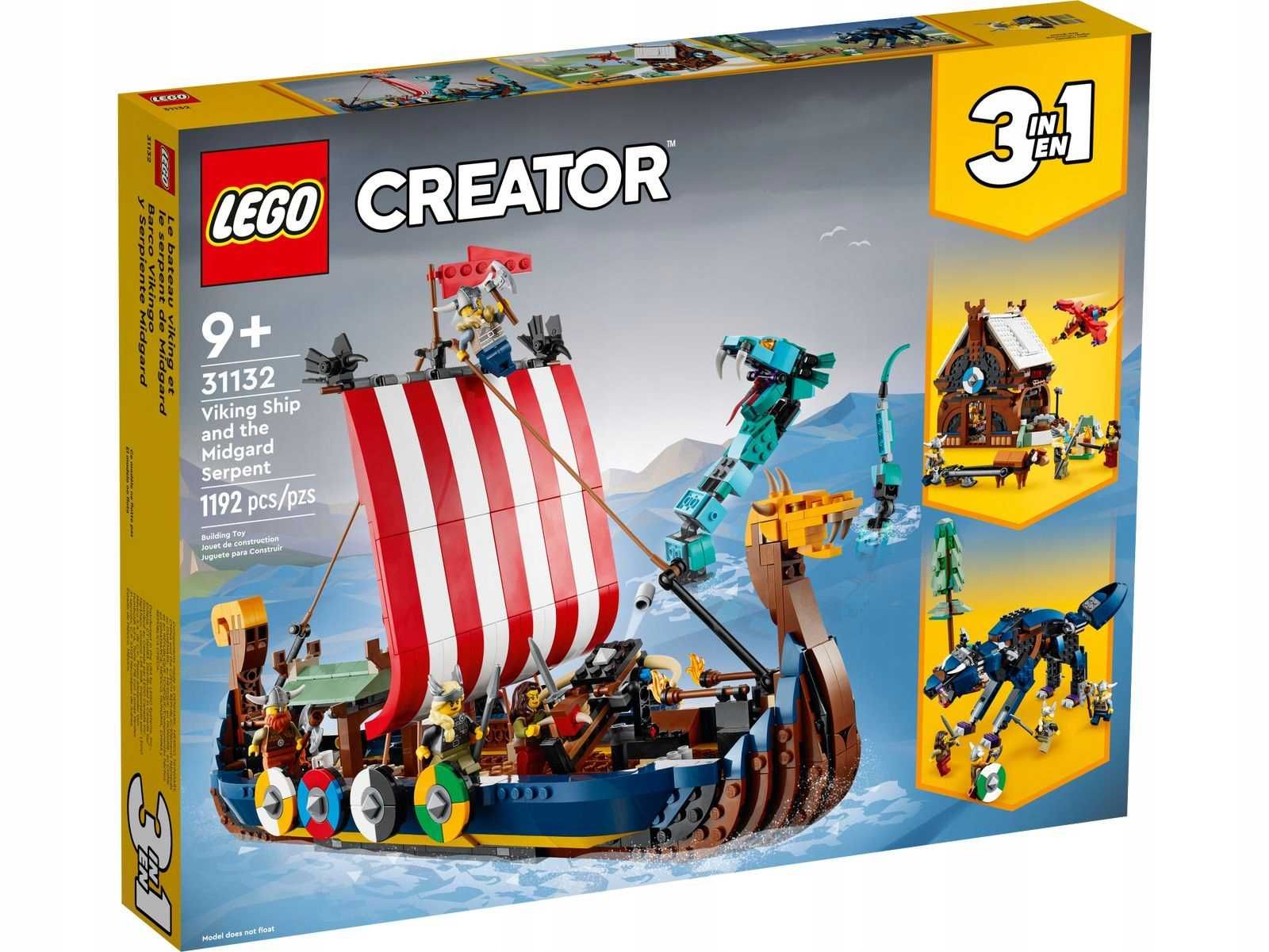 Конструктор LEGO Creator 3 в 1 31132 Корабель вікінгів і змій Мідгард