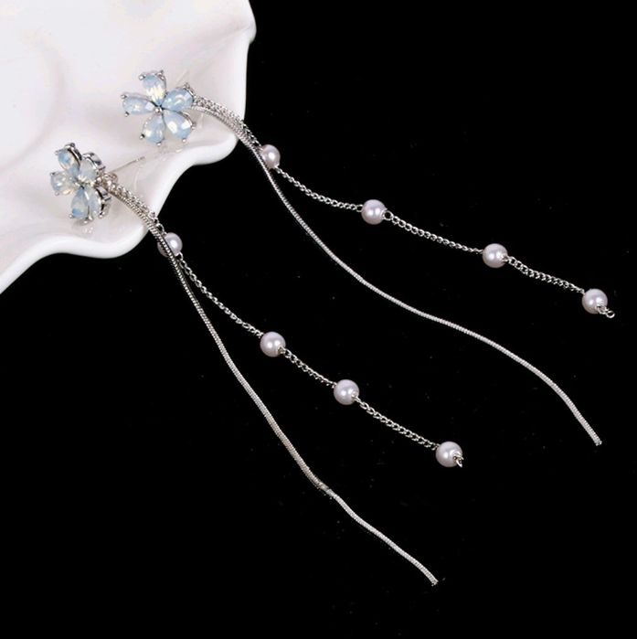 Kolczyki długie kwiat perła Nowe