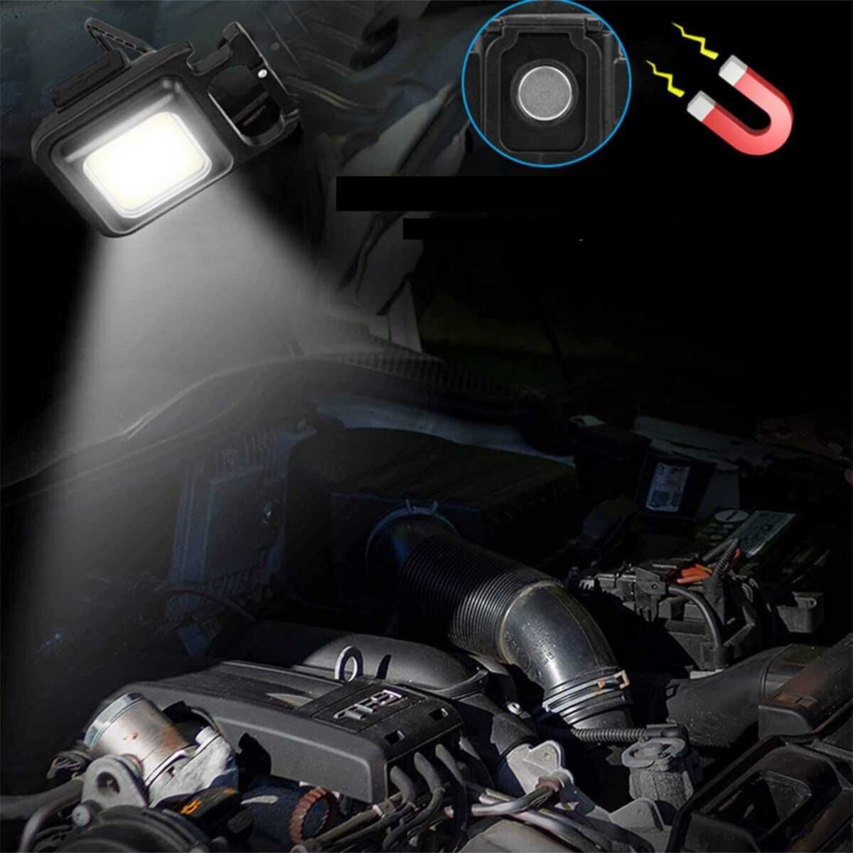 2x Mini latarka taktyczna brelok do kluczy magnes otwieracz LED COB