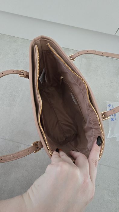 Różowa duża torebka H&M shopper pudrowy róż