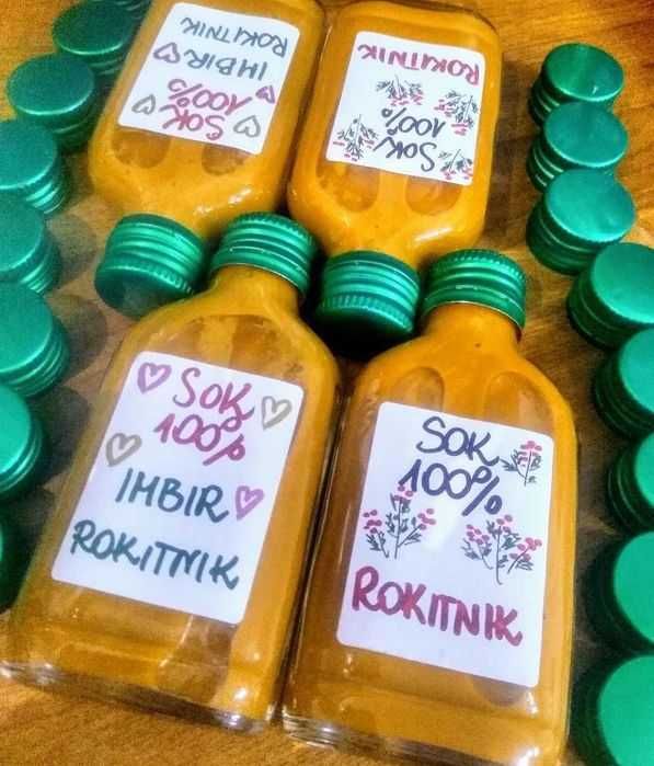 10 x SOK IMBIROWY z kurkumą / sok z rokitnika 100%