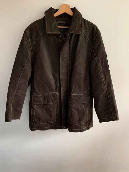 Skórzana męska kurtka brązowa Vintage retro M L
