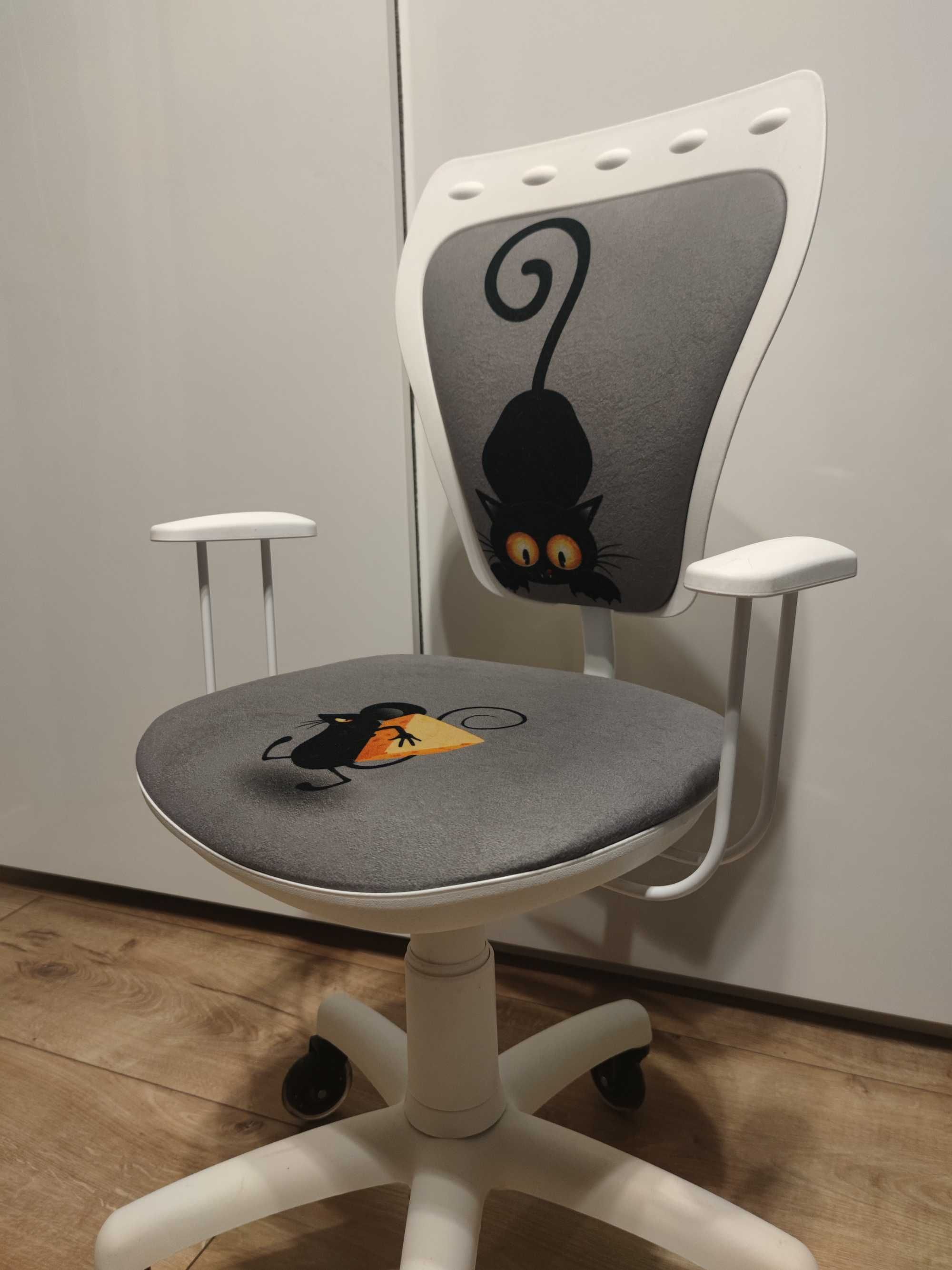 Krzesło biurowe dziecięce kot białe