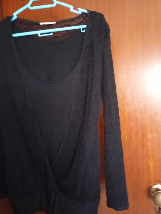 T-shirt /blusa com mangas com efeito renda para senhora Promod