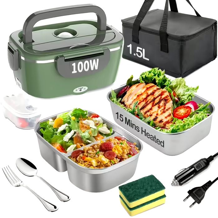 Електричний ланчбокс 100W, 3-в-1, 1,5 л, з нержавіючої сталі