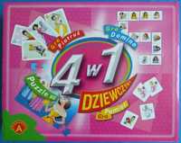 Zestaw gier 4 w 1 Dziewczyny - Piotruś, Domino, Puzzle, Pamięć