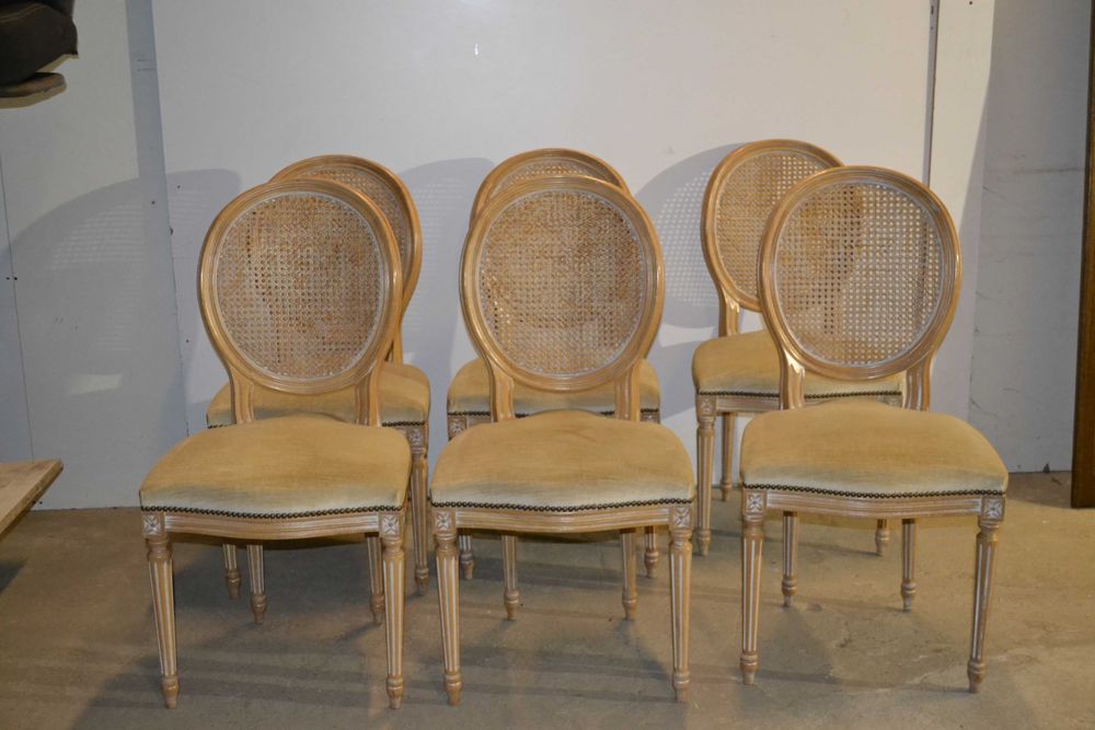 krzesła medaliony 6 szt. rafia