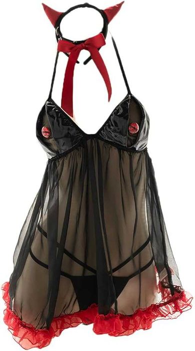 Damska Seksowna Bielizna Diabelska Anime Gotycka r. XS diablica K683