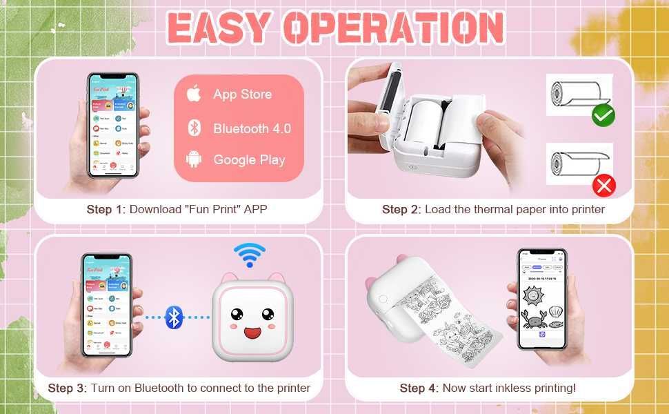 Przenośna Termiczna Drukarka Fotograficzna Aparat Zdjęć Natychmiastowy