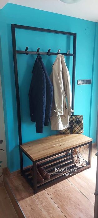 Wieszak, garderoba industrial, półka na buty loft DĄB