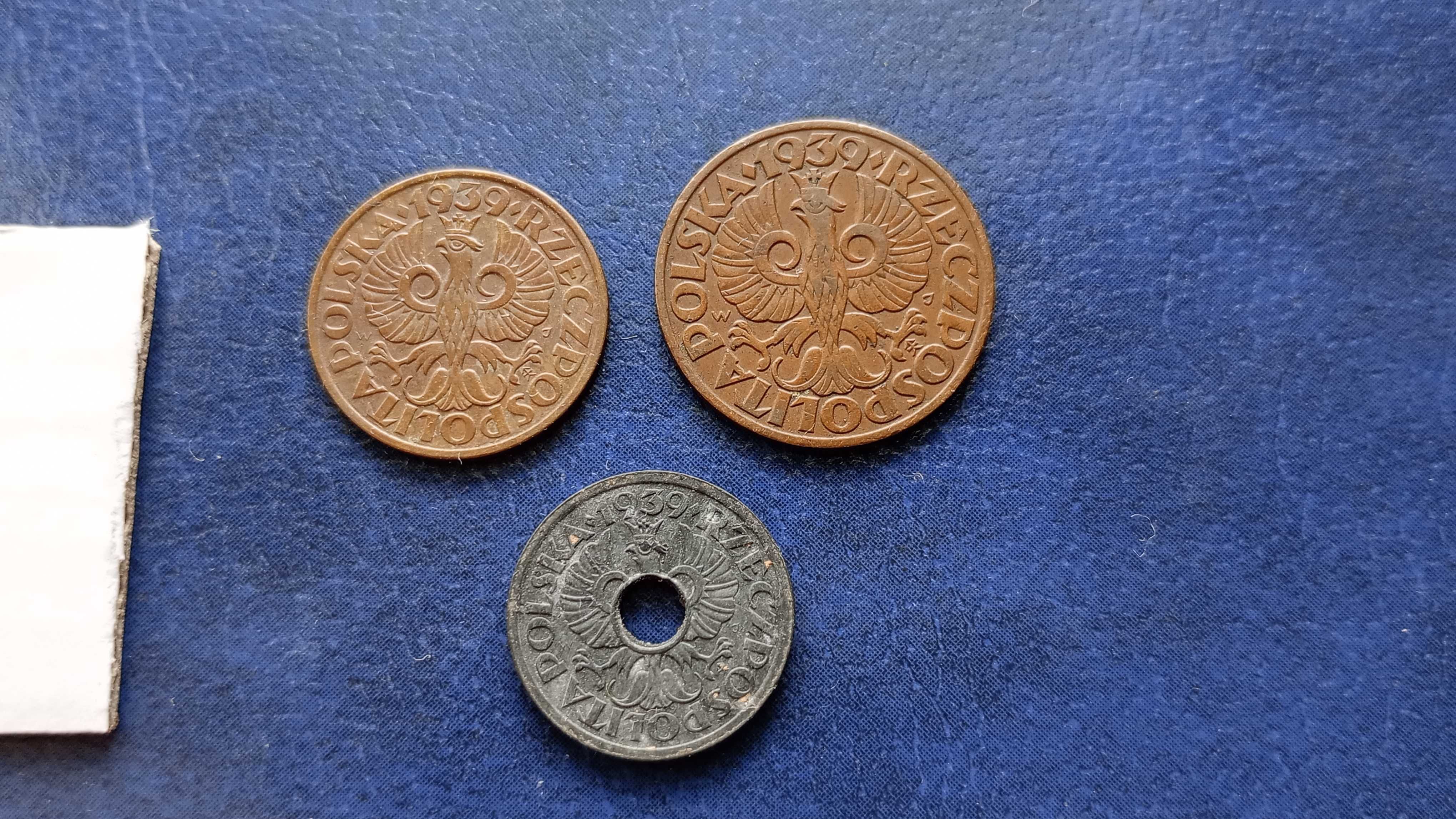 Stare monety 2 gr i 5 groszy 1939 Brąz i Cynk zestaw 2RP