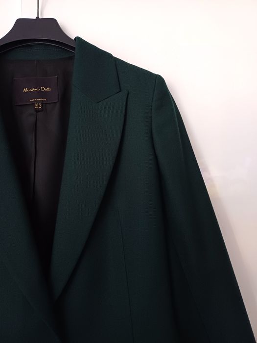 Massimo Dutti wełniana marynarka na jeden guzik 100% wełna zieleń