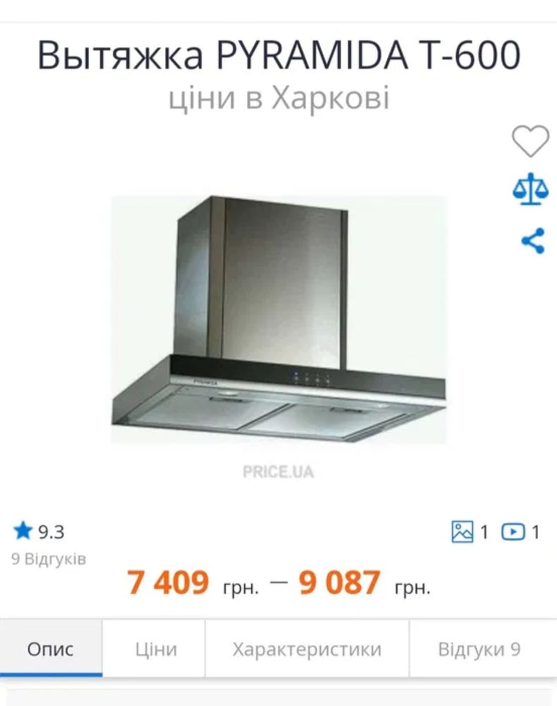 Продам витяжку Pyramida T600