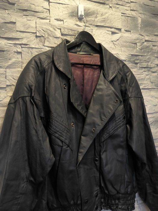 Kurtka Skórzana Vintage Czarna Bomberka Skóra