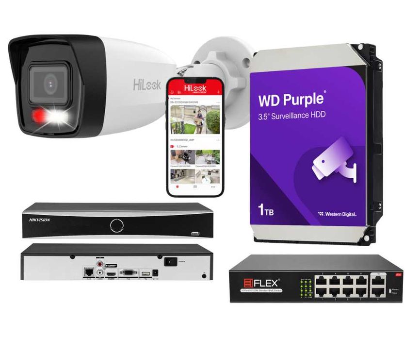 Zestaw monitoringu Hikvision 6MP – 4 kamery + montaż