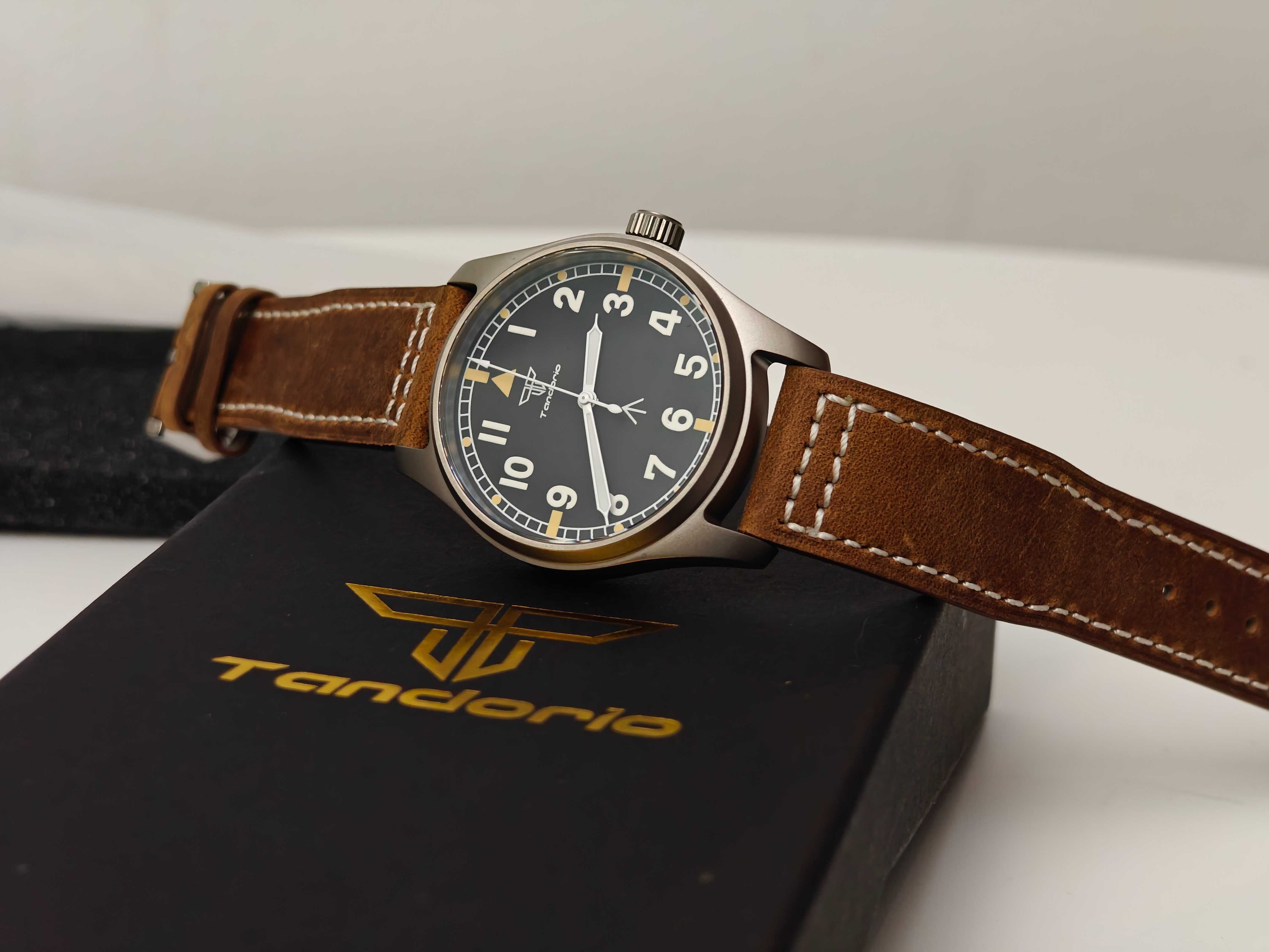 NOWY zegarek pilot tytan 200m szafir Tandorio Seiko NH35A Steeldive