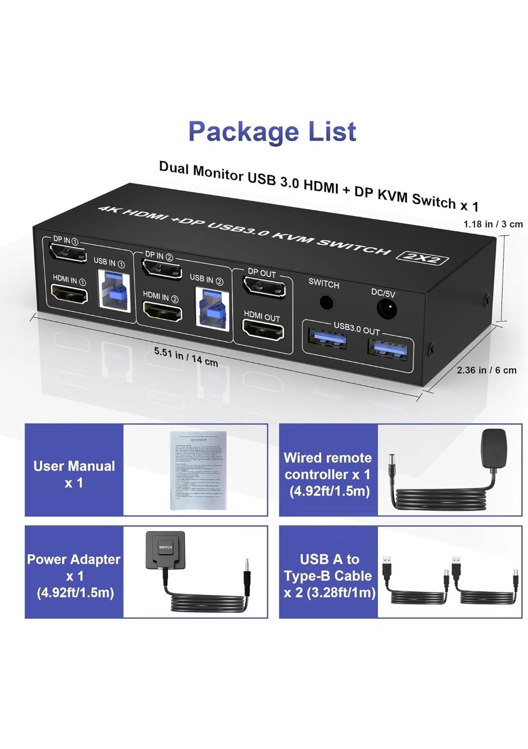 Przełącznik KVM 2 monitory switch