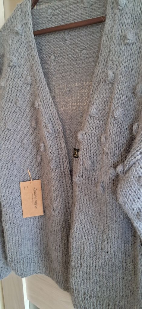 Sweter-kardigan wzór bąbelkowy. Handmade.