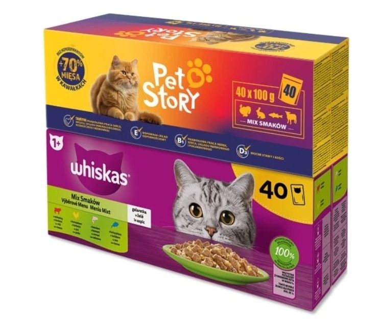 Mokra karma dla kota Petstory mix smaków w zestawie 80 szt. 7,4 kg