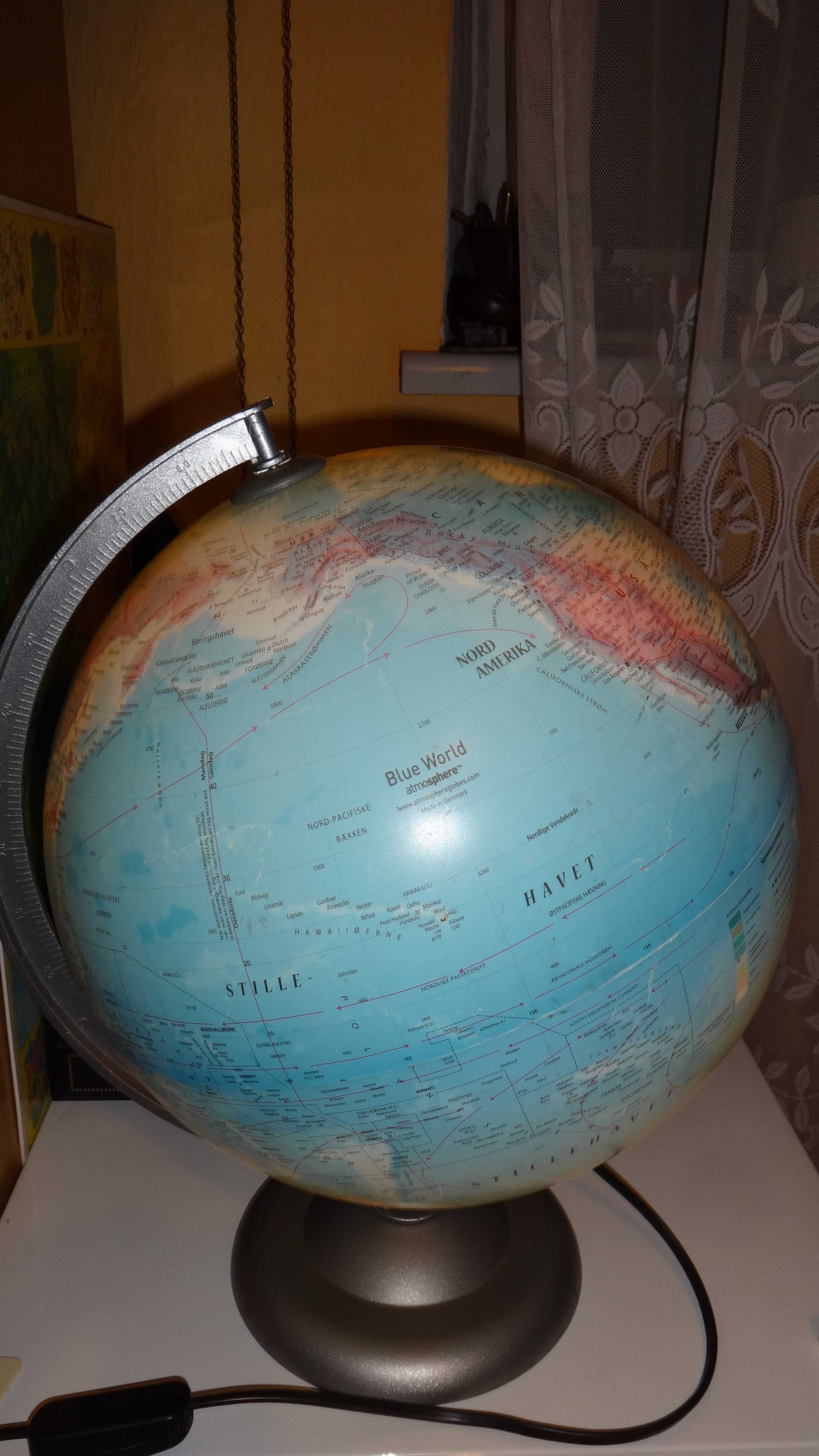 Bardzo ładny duży duński globus - lampka.