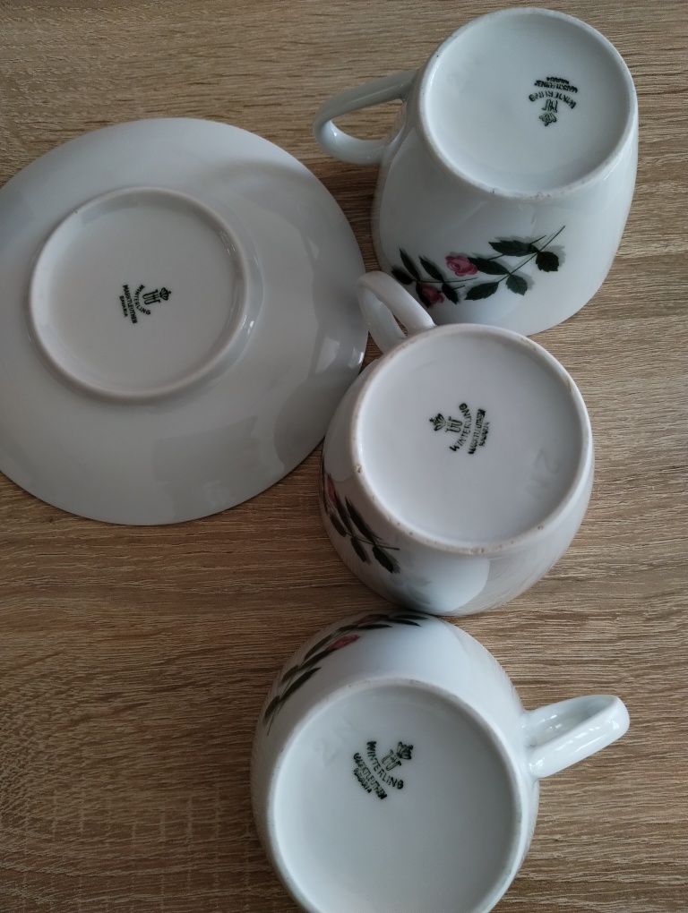 Zestaw 3 filiżanek i 2 talerzyków Winterling Bawaria porcelana