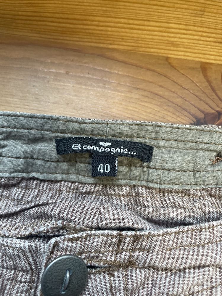 Damskie spodnie lniane długość 3/4 Et Compagnie rozmiar L, 100% Len