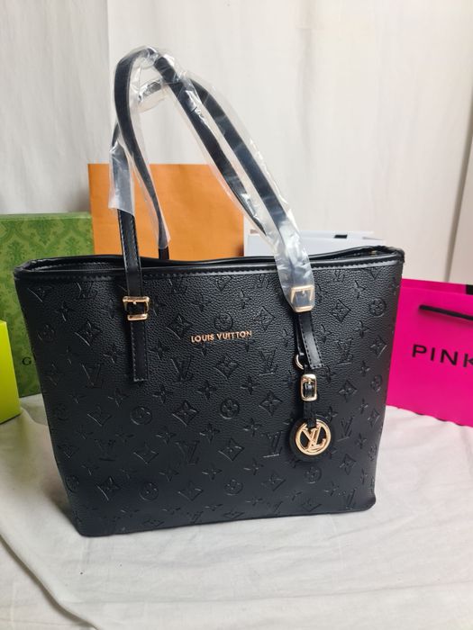 Torba duza Jet Set damska Louis Vuitton monogram czarna