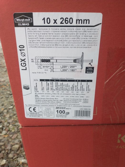 Kołki do styropianu Klimas 26x10 z metalowym trzpieniem