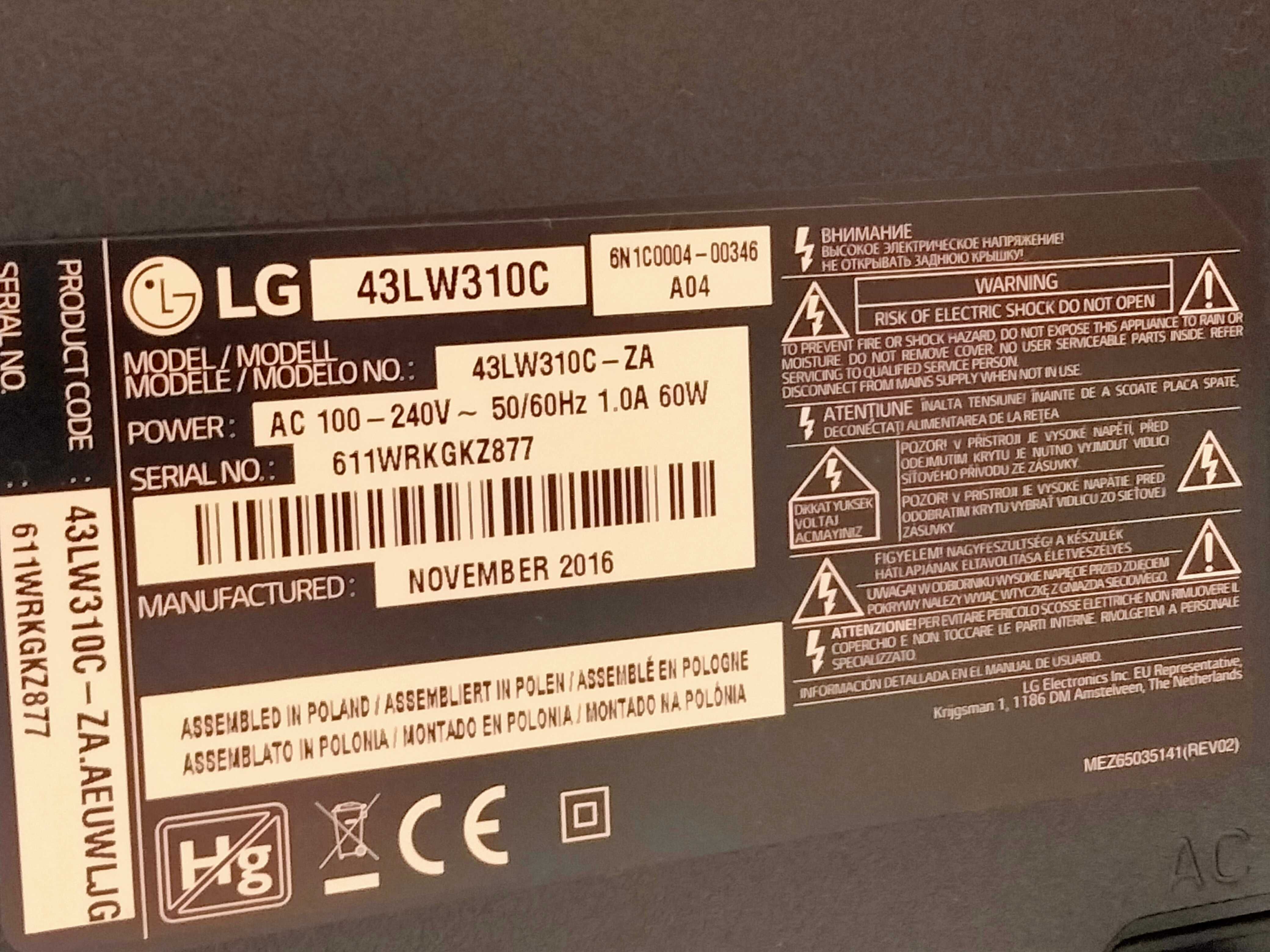 TV  LCD  de marca LG 43p