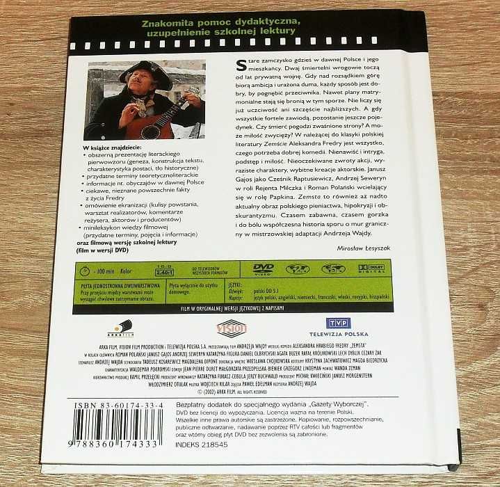 Zemsta Fredry - film DVD oraz książka, omówienie lektury szkolnej.