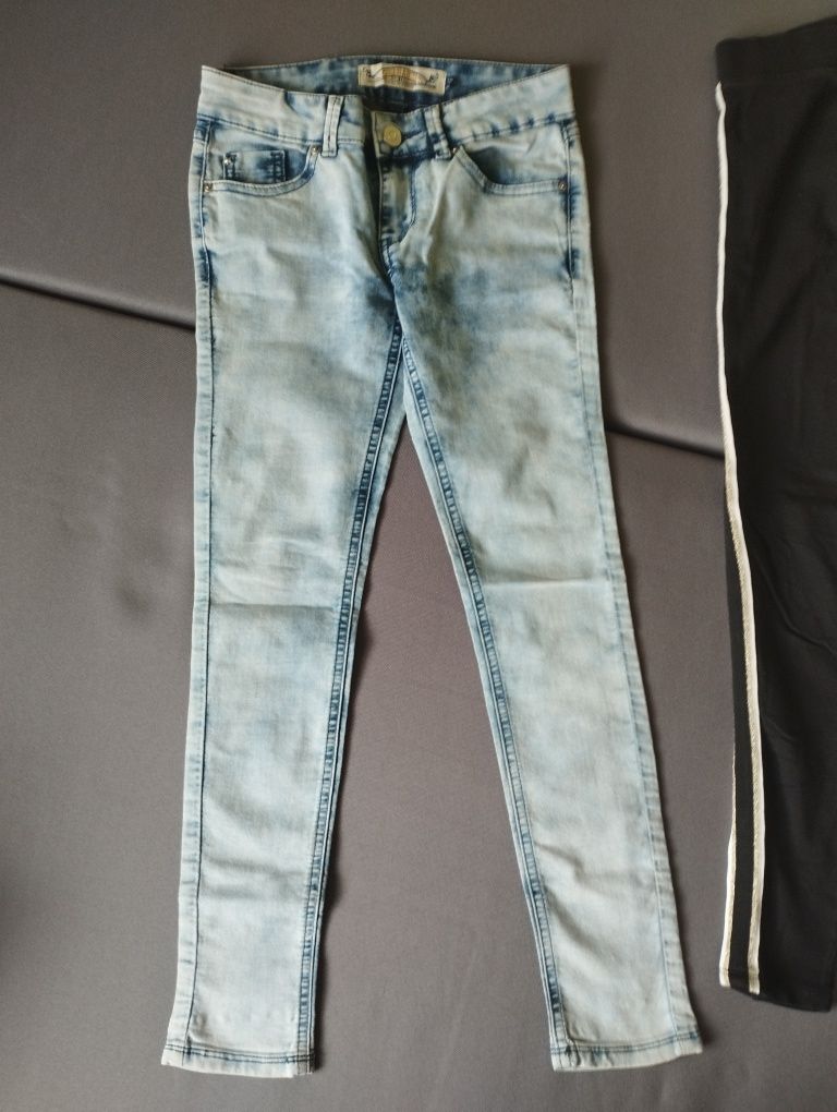 Zestaw spodnie jeans leginsy 152,158