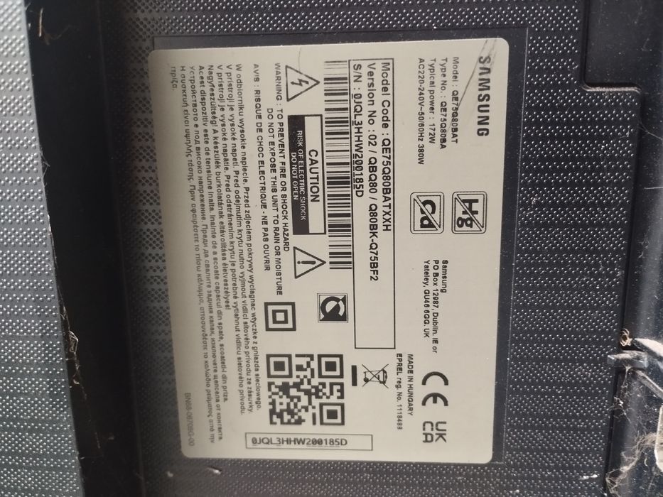 Sprzedam Telewizor Samsung QE75Q80BAT 75" QLED 4K 120Hz Tizen Dolby At