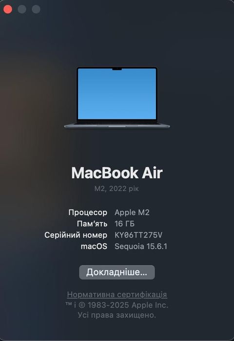 MacBook Air 13.6 M2 Midnight 16/256