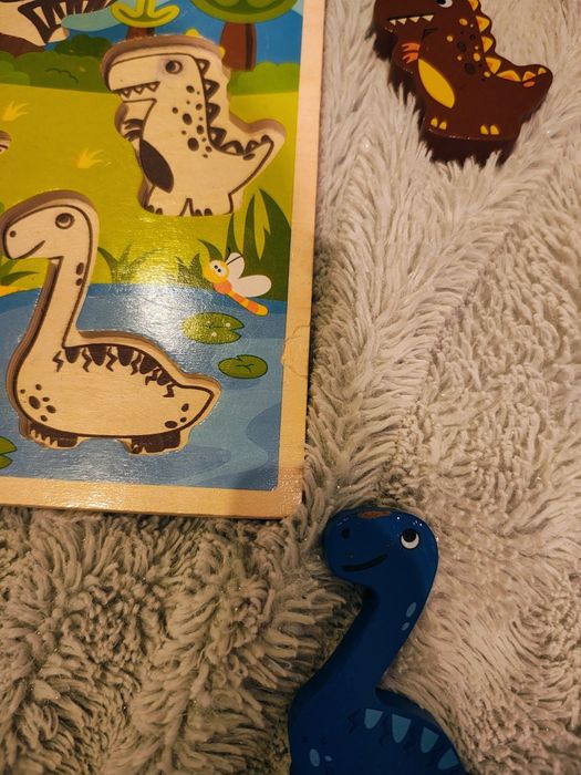 Drewniany sorter zabawka dinozaury