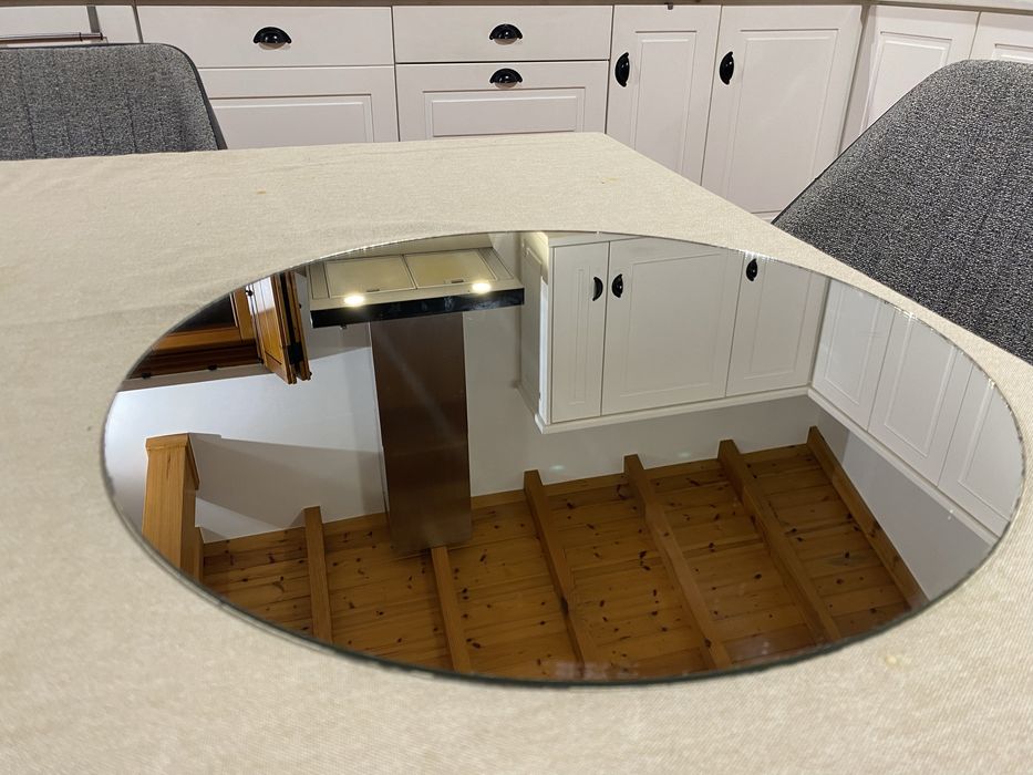 Espelho redondo sem moldura, para desocupar