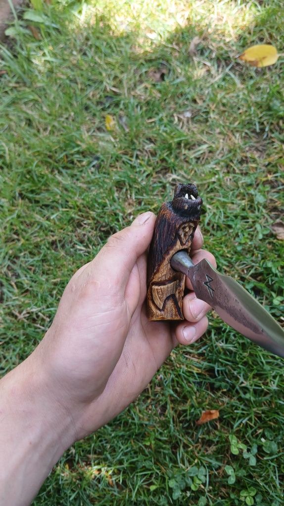 Ręcznie wykuty Push dagger, Berserker, nóż neck knife/sztylet.