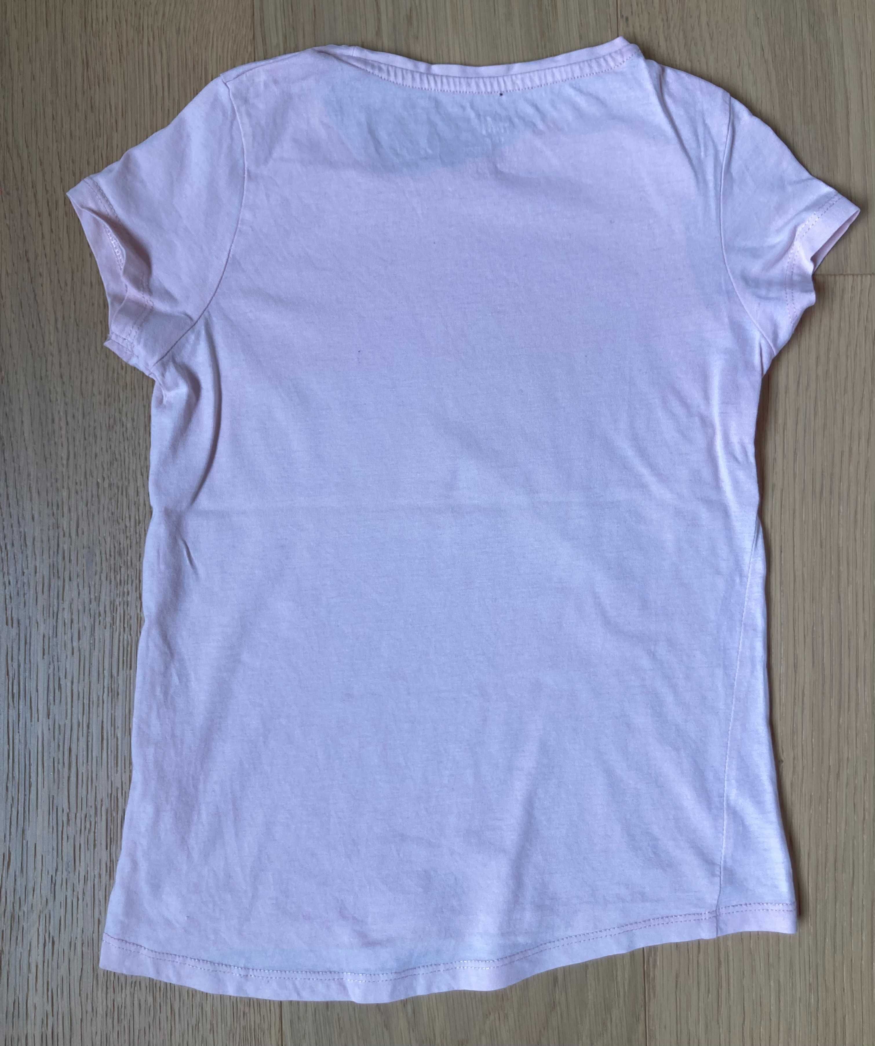 Koszulka łososiowa T-shirt organic cotton 122/128 H&M