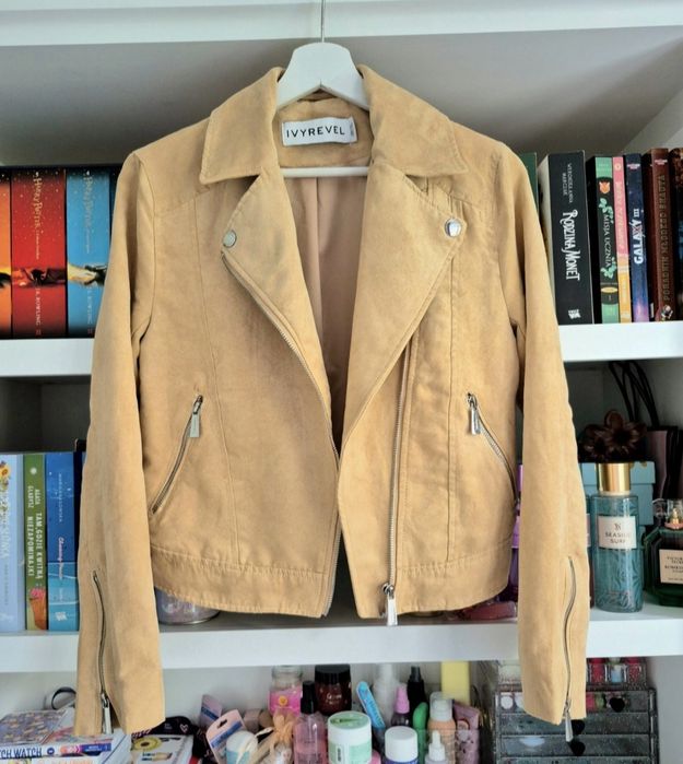 Kurtka katana ramoneska biker zamszowa beżowa S 36 stan bardzo dobry