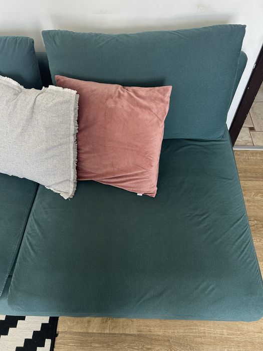 sofa 4 osobowa z szezlongiem, po renowacji tapicerskiej
