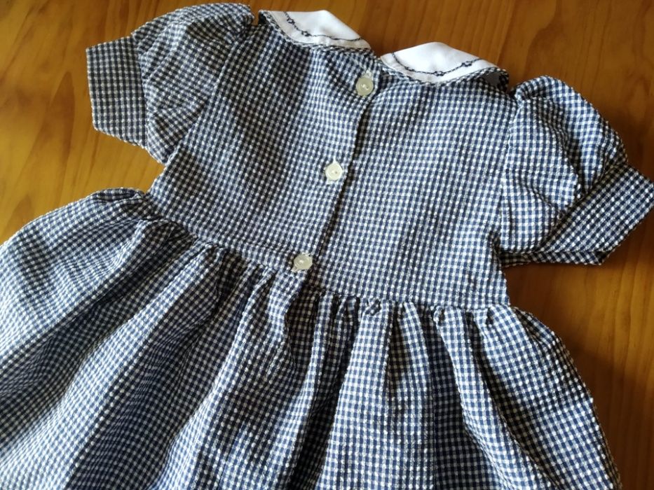 (NOVO, PORTES GRÁTIS) Vestido de Bebé Vintage (1 ano) - Azul Marinho