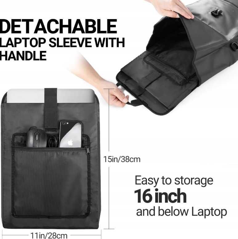 JASCOPRO 3w1 Torba Rowerowa 32L Plecak Wodoodporny z miejsc na laptopa