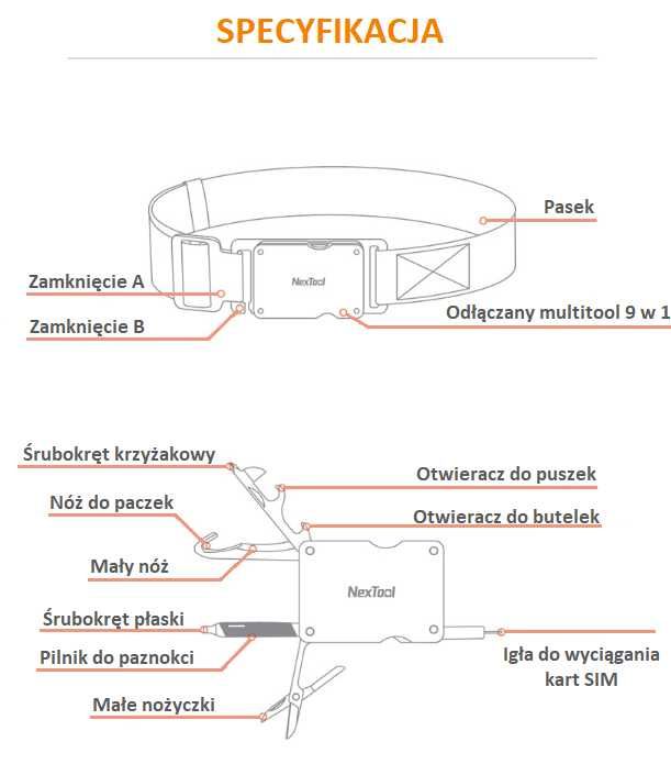 Pasek do spodni multitool nóż EDC SIM NEXTOOL