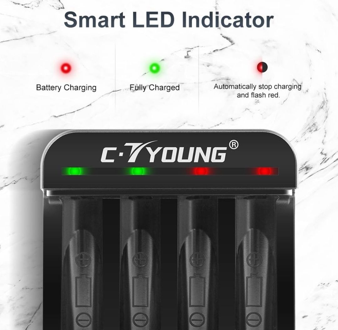 Ładowarka do akumulatorów AA C-TYOUNG z 4 akumulatorami 3300 mAh