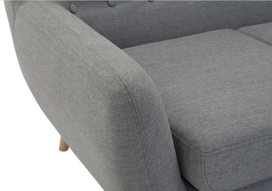 Beliani MOTALA – Sofa 3-osobowa, Szara, Styl Retro, Dębowe Nogi