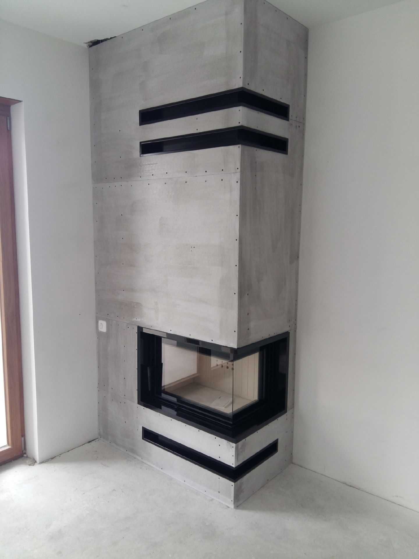 Kominek narożny z wkładem Kratki FLOKI S 8kW Prawy Ekoprojekt montaż