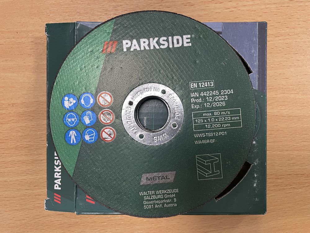 Круг отрезной по металлу 125х1,0х22,23мм (упак. 12 шт) PARKSIDE