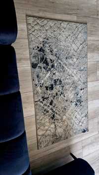 Szary dywan marmur beton efekt 3D 80x150 szaro niebieski srebrny